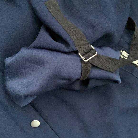 New York & Company Navy Blue Long Bomber Jacket - Picture 5 of 8